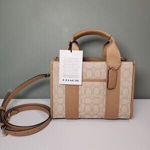 NWT Coach CAR78 Signature Jacquard Smith Tote 24 Crossbody Handbag Light Khaki